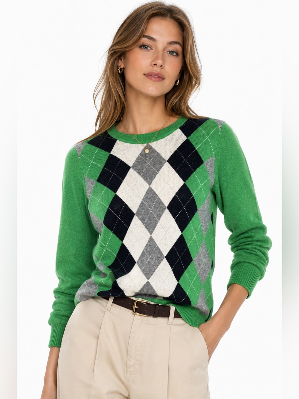 J. Crew Old Money Heritage Argyle Merino Wool Sweater Preppy Academia Collegiate